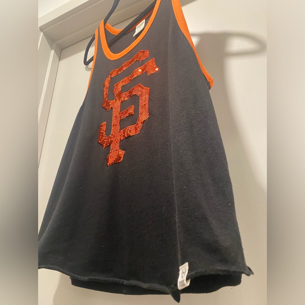Victoria's Secret VS PINK San Francisco SF Giant Black & Orange Sequin Tank Top - Picture 7 of 15